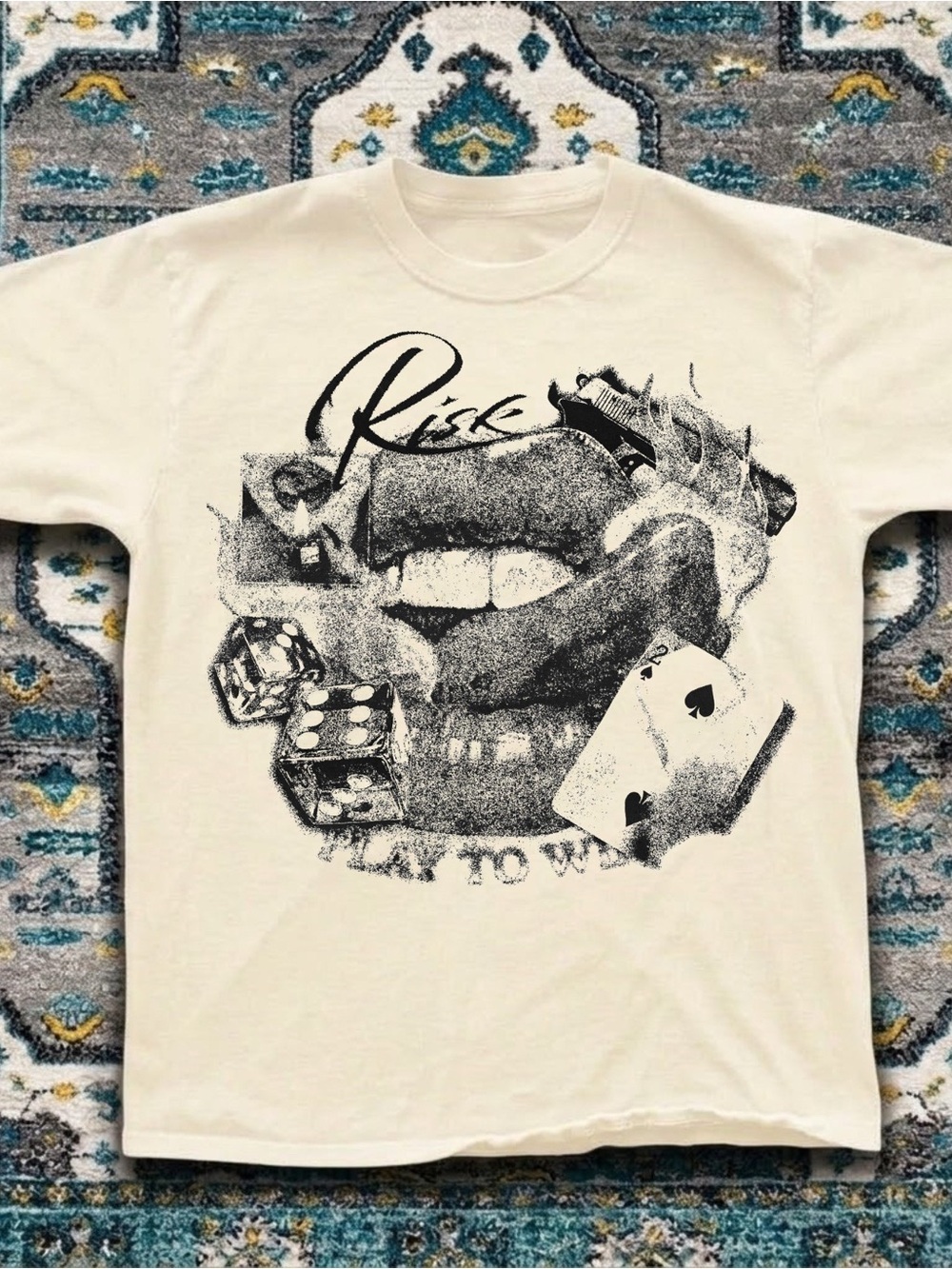 Gildan Rise Graphic Crewneck T-Shirt in Cream